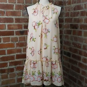 Max Studio peach floral print halter dress size S